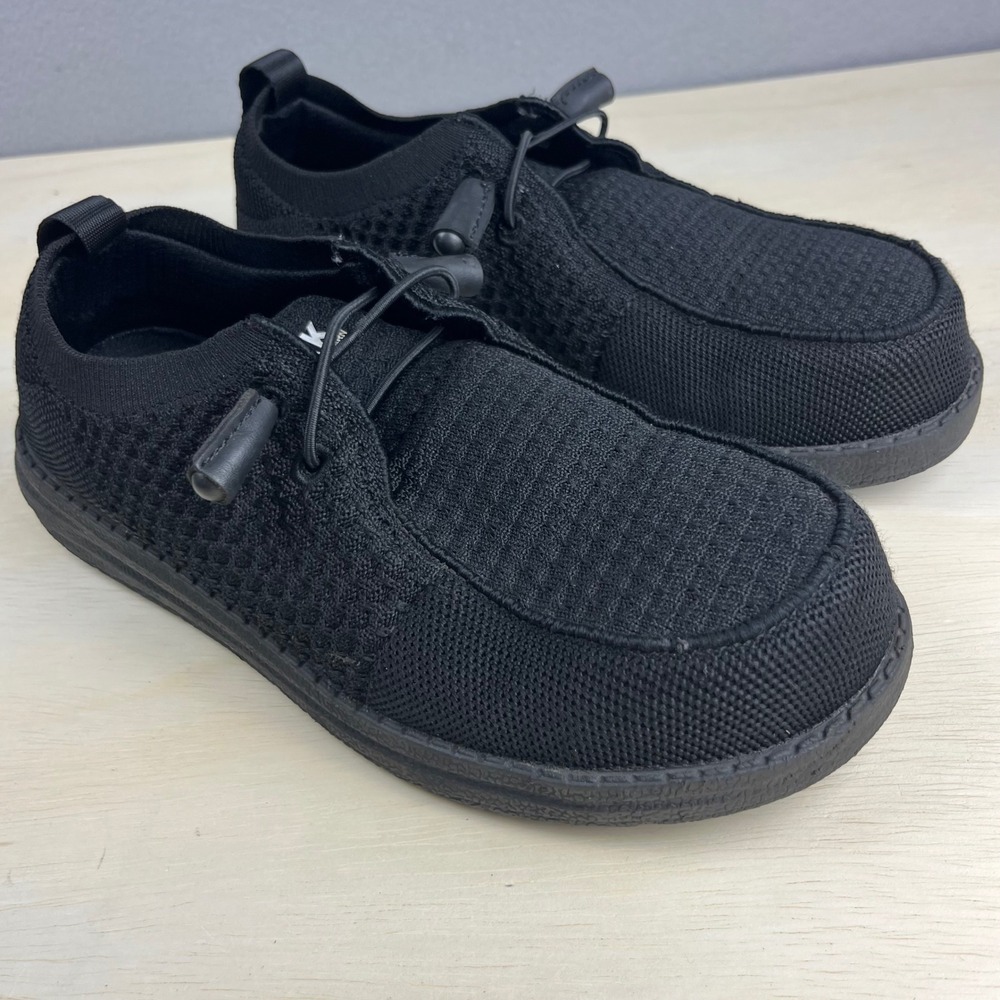 Larnmern Steel Toe Slip On Work Shoes Black Knit Moc Toe ASTM F2413-18 Mens 8